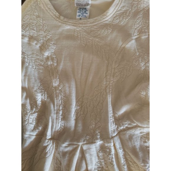 Moda INTL vintage skater dress size Medium long sleeve quilted cream - Picture 12 of 13